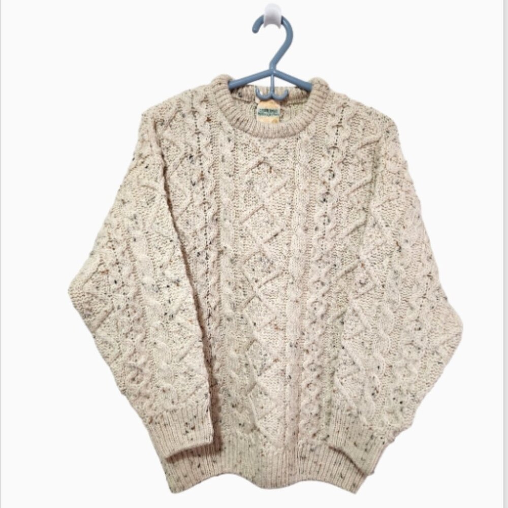 Vtg SWEATERS of IRELAND Traditional Irish Stitches 100% Pure Wool Cable Knit